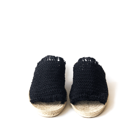 Sandalia Crochet Negro - Mon Mon Calzado